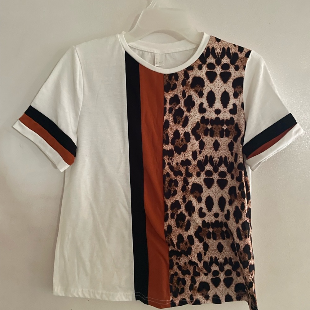 Leopard Print Kids Shirt - White and Brown